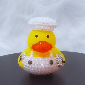 Bedazzled Chef Rubber Duck – Bling Decor Collectible –  Sparkly Mini Duck